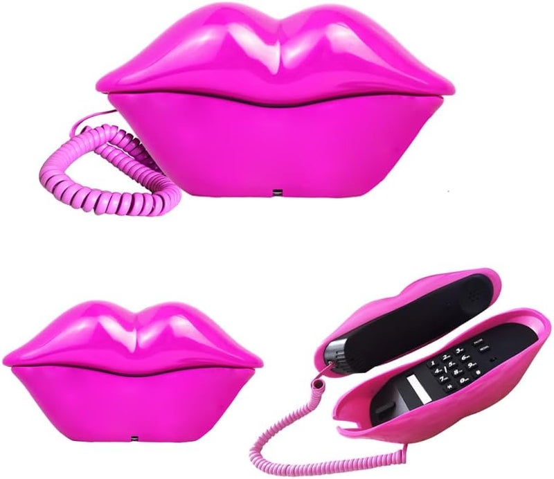 TelPal Corded Lips Telephones Landline Pink Home Telephones Cute Mouth Shape Wired Phone for Home,Office,Shops & Art Decor Cute Real Working Telephone Novelty Gift for Girls - Image 4