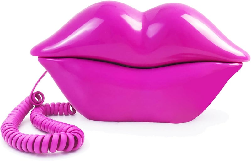 TelPal Corded Lips Telephones Landline Pink Home Telephones Cute Mouth Shape Wired Phone for Home,Office,Shops & Art Decor Cute Real Working Telephone Novelty Gift for Girls - Image 1