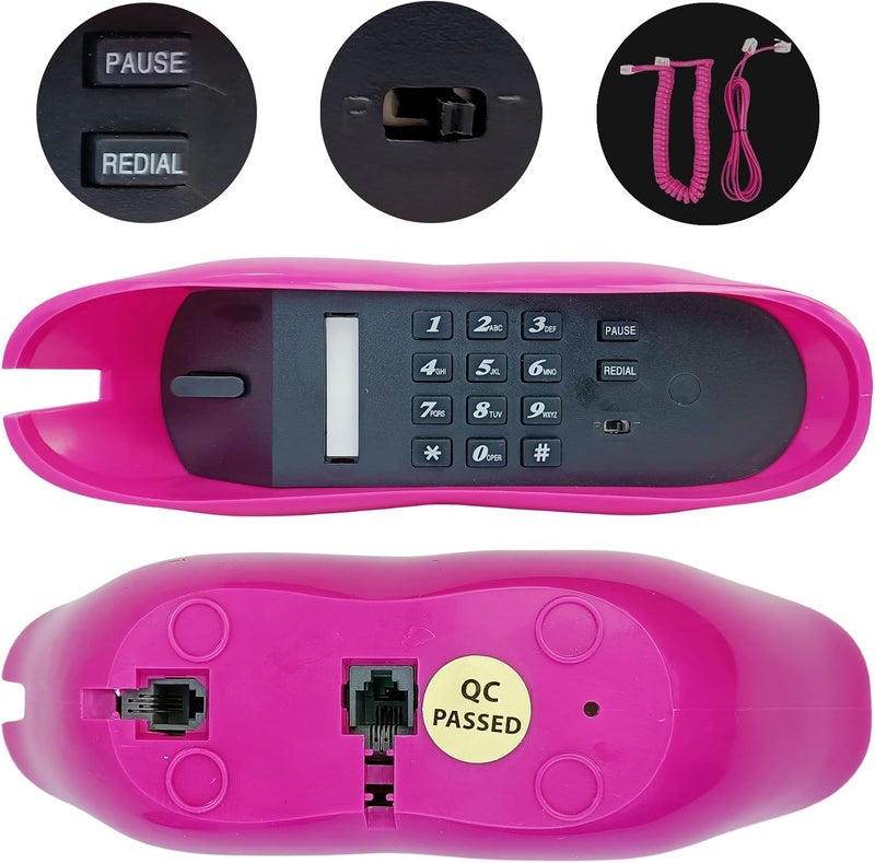 TelPal Corded Lips Telephones Landline Pink Home Telephones Cute Mouth Shape Wired Phone for Home,Office,Shops & Art Decor Cute Real Working Telephone Novelty Gift for Girls - Image 5