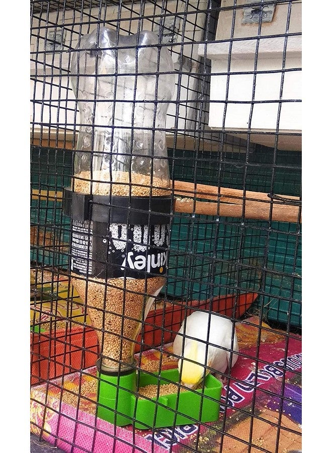 VAYINATO (Pack Of 6) Plastic Birds Cage Food Feeder Fit For Any Bottle | Not Include Bottle And Ring (Green Colour) By Petzlifeworld - Image 4