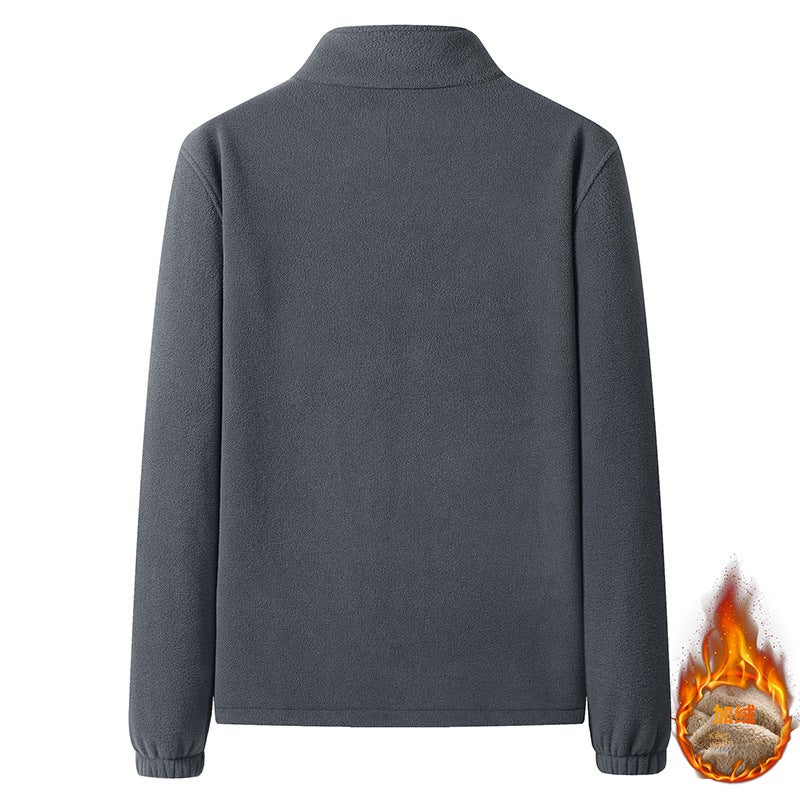 New Mens Fleece Jacket Warm Sherpa-Lined Zip Hoodie Black - Image 5