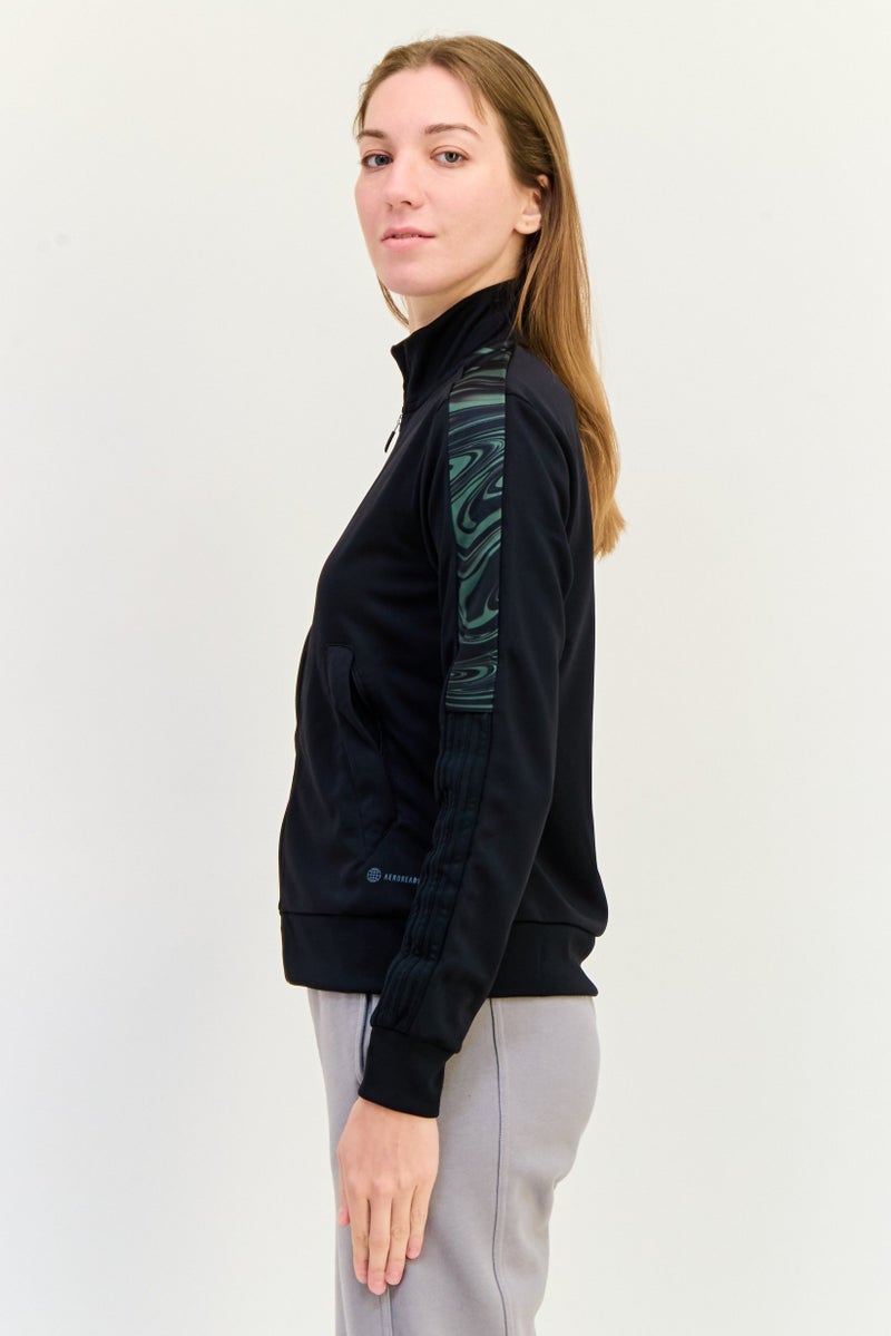 Adidas جاكيت خارجي طويل الأكمام للنساء، رياضي، أسود - Image 3