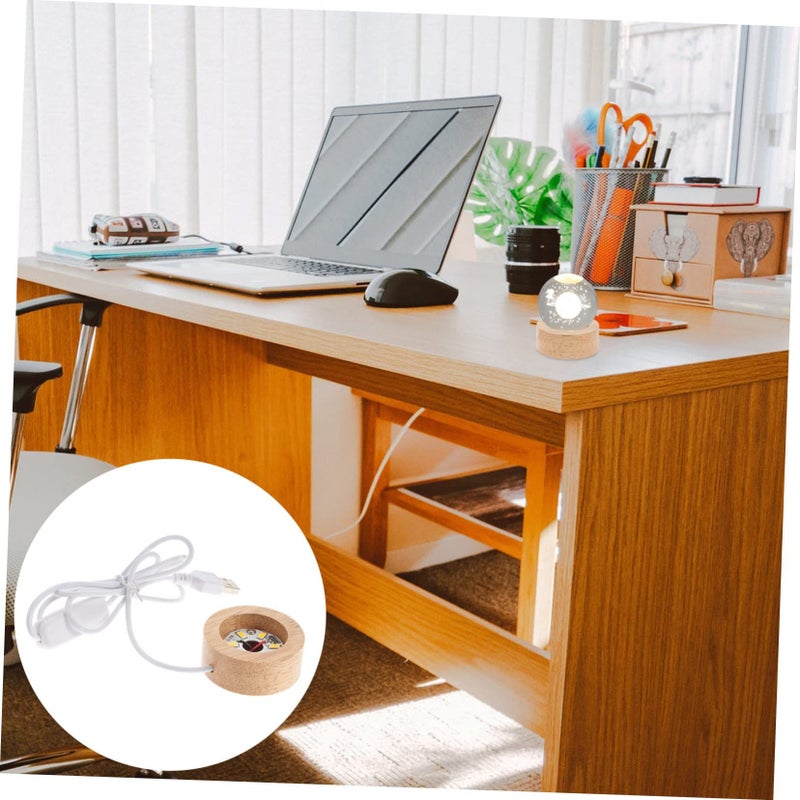 USB Charging Wood Display Pedestal With LED Light for Home Decor Showcases - Image 5