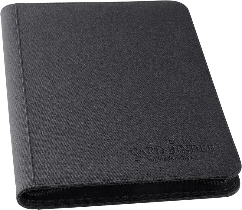 Foalgo 9 Pocket Card Binder Premium Zip Trading Card Binder 540 Double Sided Pocket PU Collection Binder Collector Album Card Folder for MTG TCG Sports Cards Black - Image 2
