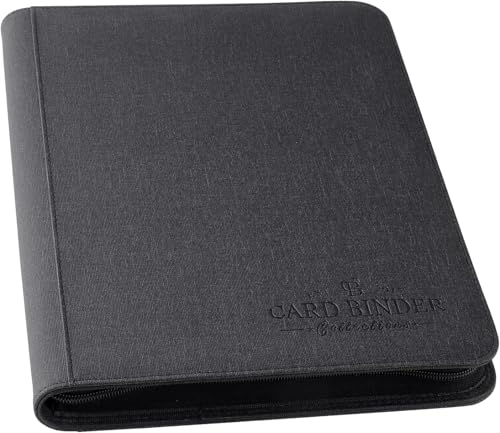 Foalgo 9 Pocket Card Binder Premium Zip Trading Card Binder 540 Double Sided Pocket PU Collection Binder Collector Album Card Folder for MTG TCG Sports Cards Black - Image 1