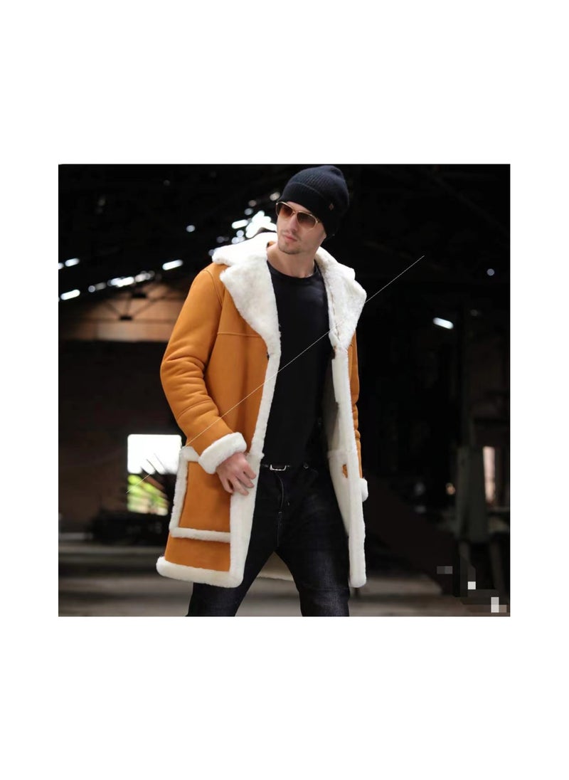Loquat - Squality Winter Hooded Thick Coat Men Yellow - Image 1