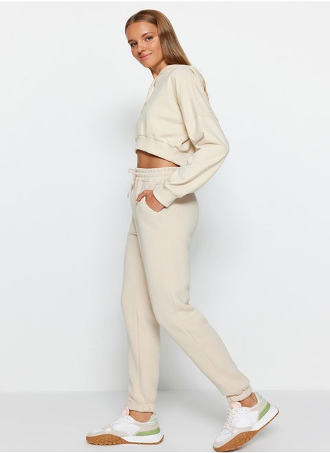 Stone Thick Basic Knitted Sweatpants With Fleece Inside TWOAW22EA0468