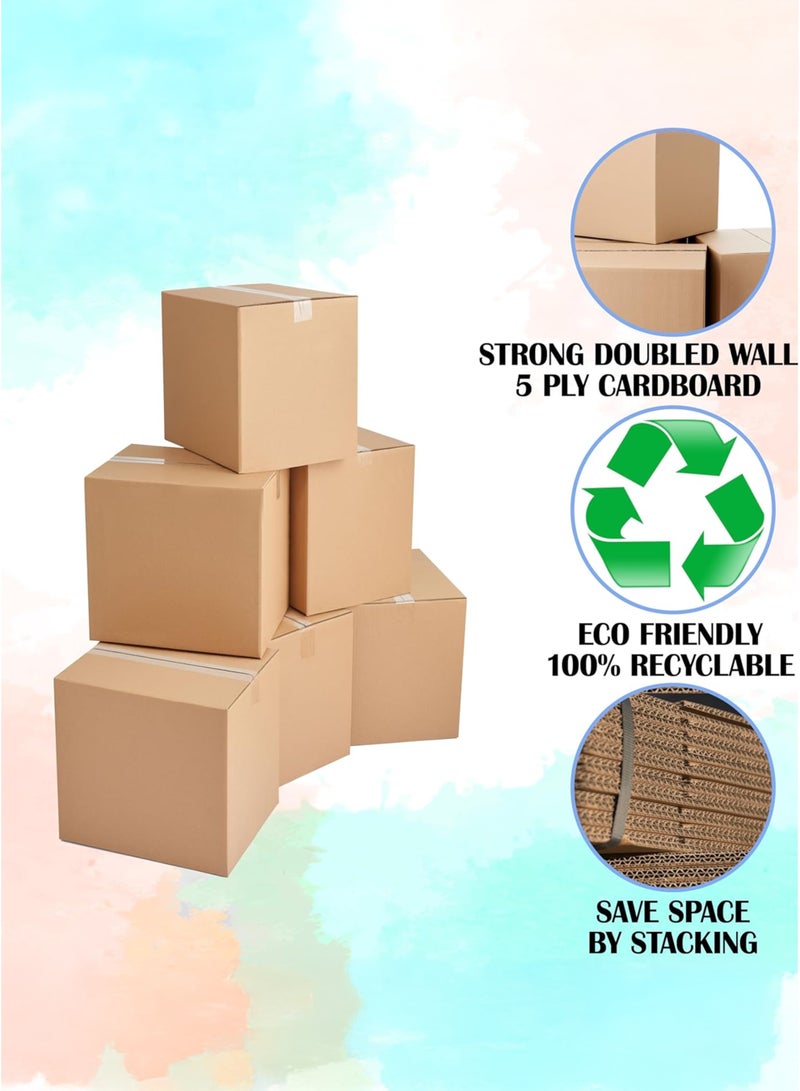 Toshionics 5 Pieces of Heavy Duty 5-Ply Corrugated Cardboard Shipping Boxes Double Wall Recyclable Large Storage Box Use for Mailing Krafts  Durable Packaging House Moving Supplies Multi-Use Brown Strong Cardboard Box 45x45x45cm - Image 3