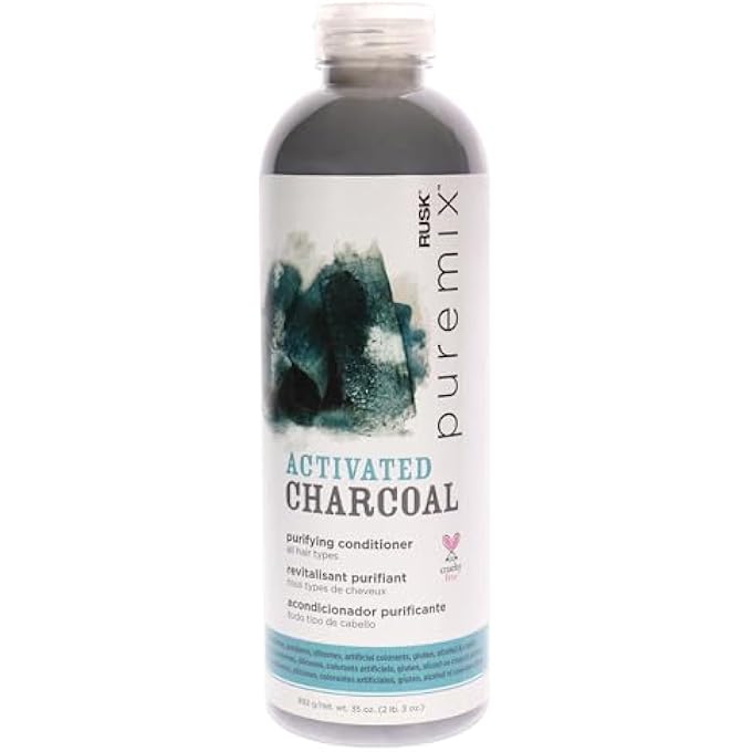 Rusk PUREMIX ACTIVATED CHARCOAL PURIFYING CONDITIONER, CLEANSES AND ABSORBS EXCESS OIL, DIRT, AND GUNK, WITHOUT STRIPPING AWAY NATURAL OILS, 35 OZ. - Image 1