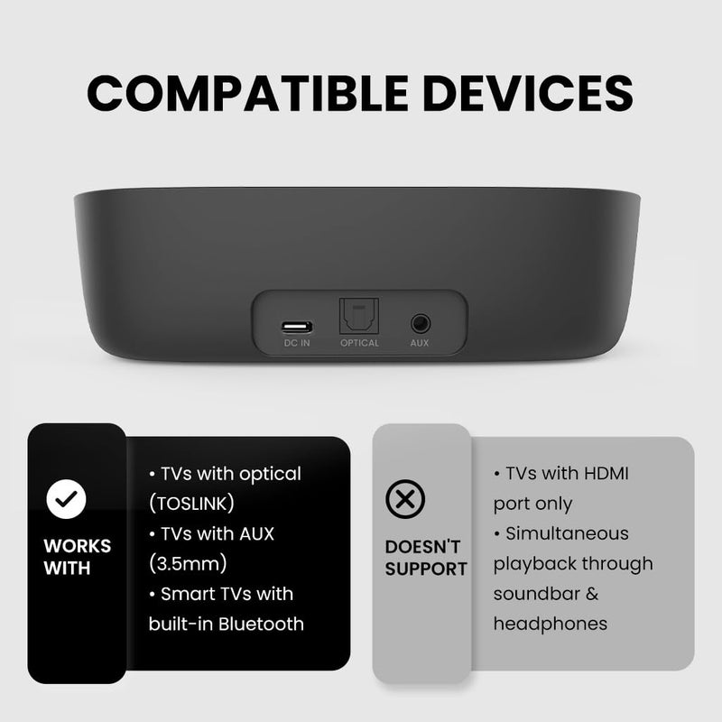 Avantree Ensemble - Wireless TV Headphones Compatible with TVs with Optical, AUX, or Bluetooth Audio Outputs - Comfortable Headphones for Seniors with Charging Dock & Transmitter and 35hr Playtime - Image 3
