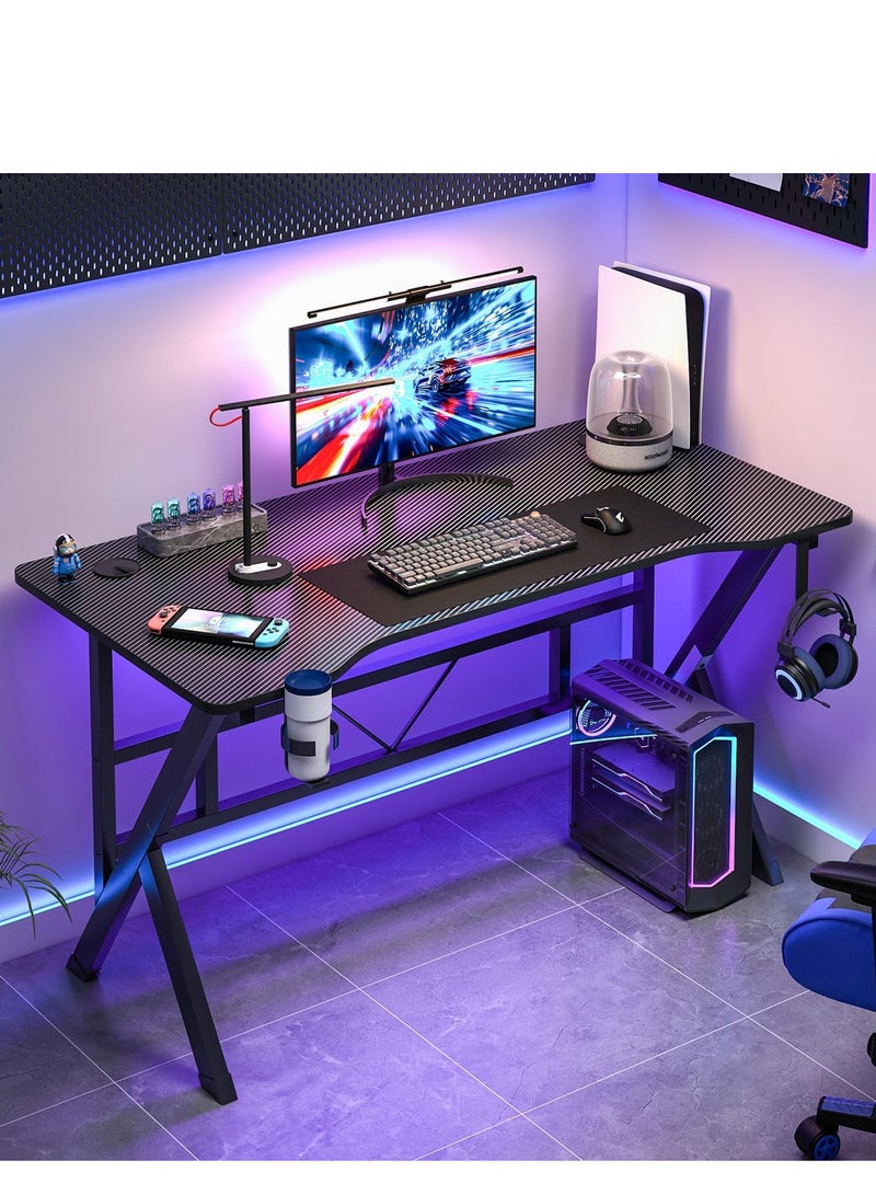 ZUIHAO ZUIHAO Gaming Desk 110cm Carbon Fiber Computer Table Workstation with K Shape Metal Frame Gamer Writing Table Black 110 X52 X 75cm  - Image 1