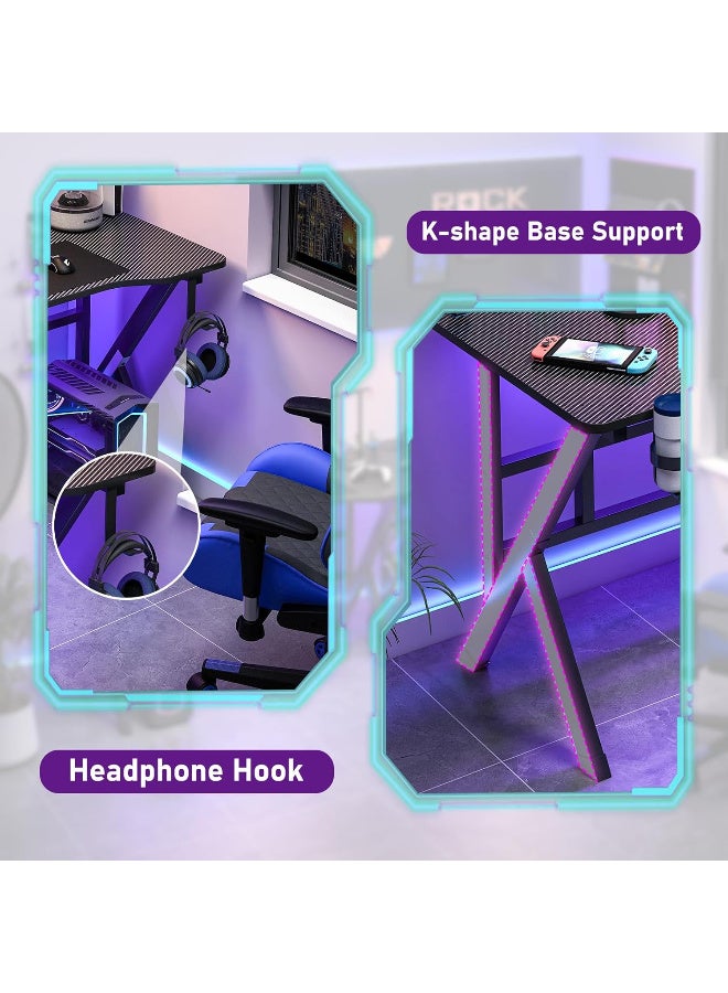 ZUIHAO ZUIHAO Gaming Desk 110cm Carbon Fiber Computer Table Workstation with K Shape Metal Frame Gamer Writing Table Black 110 X52 X 75cm  - Image 5