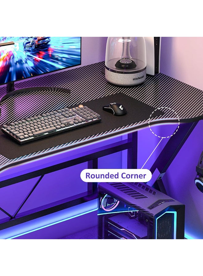 ZUIHAO ZUIHAO Gaming Desk 110cm Carbon Fiber Computer Table Workstation with K Shape Metal Frame Gamer Writing Table Black 110 X52 X 75cm  - Image 3