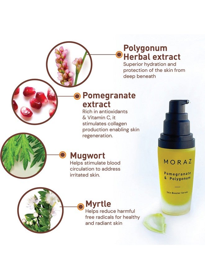 موراز مصل معزز للبشرة بالرمان والبوليغونوم، مصل ترطيب للبشرة الجافة، مصل مضاد للشيخوخة للوجه، يقلل الاحمرار والتهيج، 1.1 أونصة - Image 3