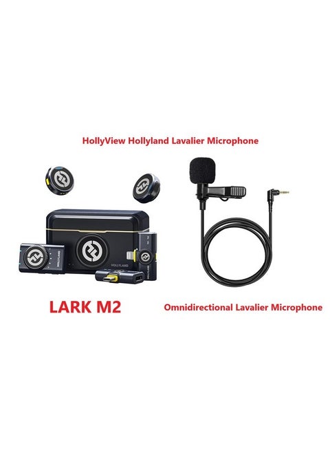 HollyView LARK M2 Wireless Lavalier Microphone Combo (2TX+3RX) and FREE Omnidirectional Lavalier Mic 1000ft Range, Hi-Fi Audio Noise Cancellation for Vlogging