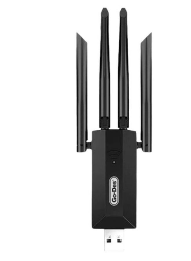 Go-Des GD-BT318 WiFi Adapter, Dual Band 1200m 300Mbps, 4 Antennas, Wireless Internet Provider, USB High Power, USB 3.0 Interface, High-Speed AC Technology, Black - Image 2