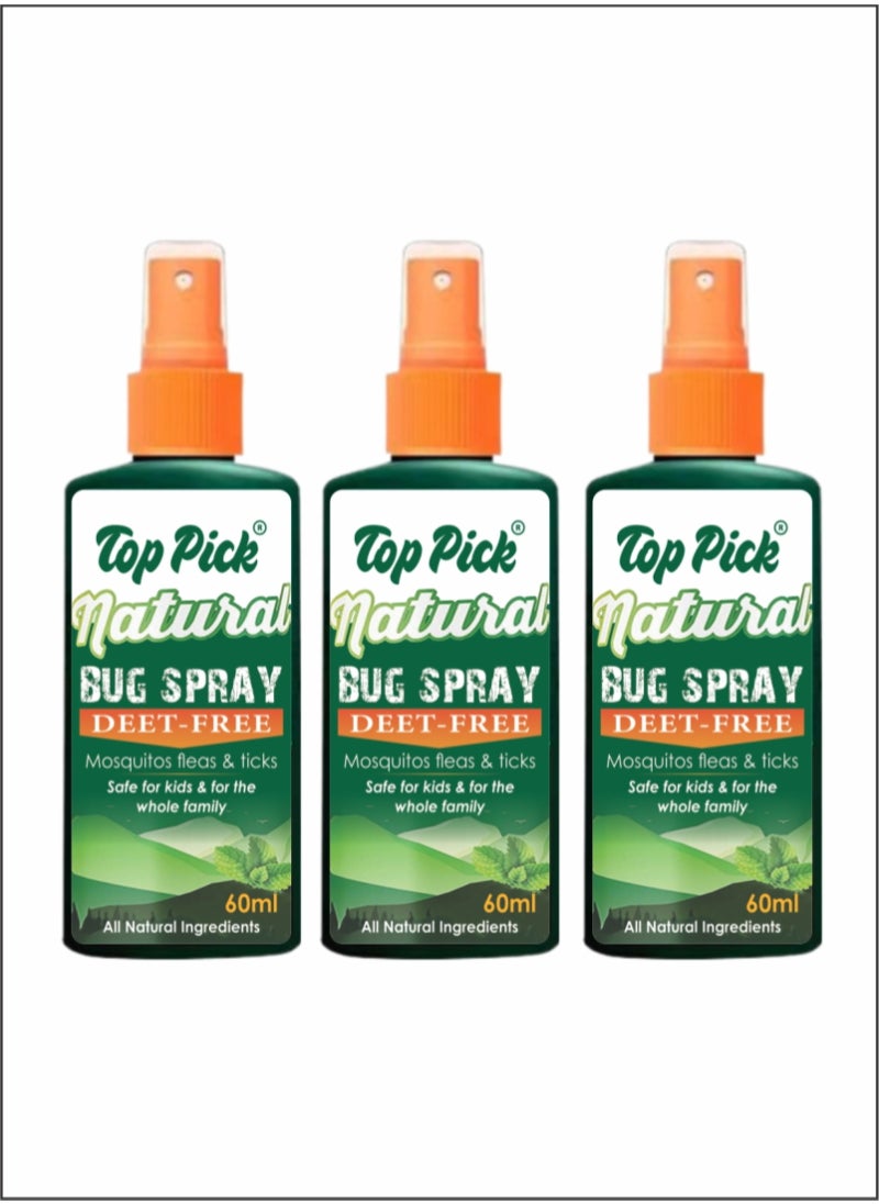Top Pick DEET-Free Bugs And Mosquito Repellent for Children and Adults (3Pcs) 