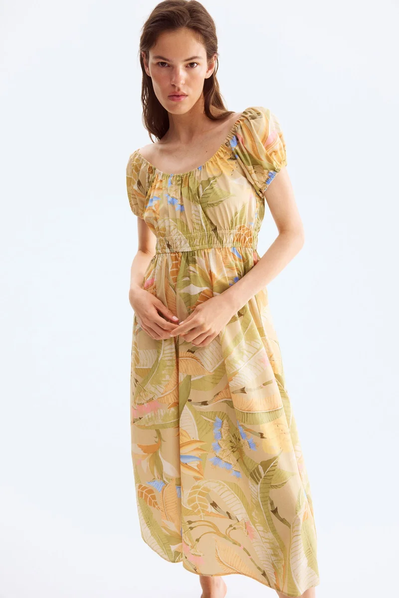 H&M Off-the-shoulder poplin dress