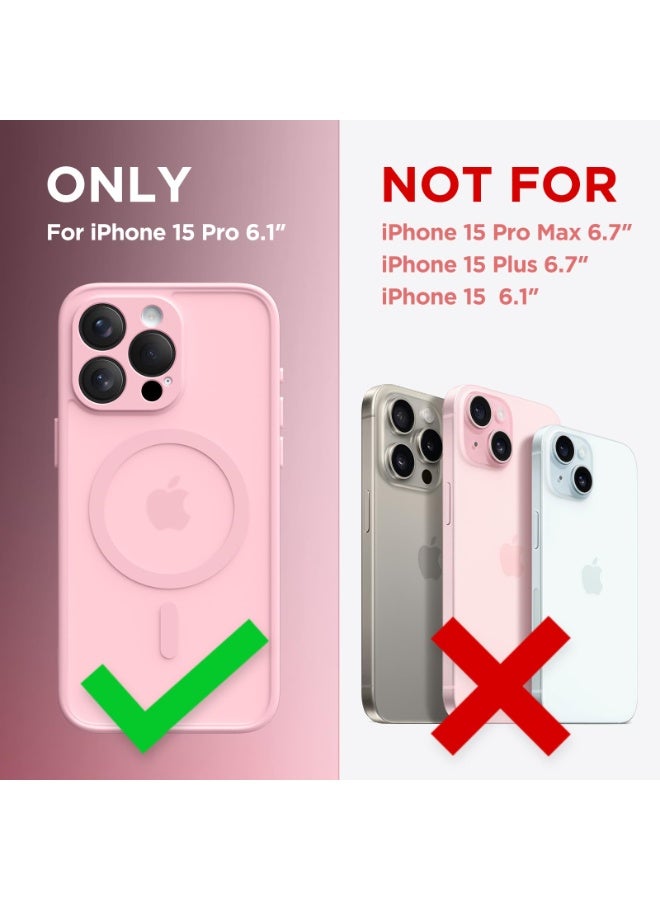 كبرارو جراب مغناطيسي لهاتف iPhone 15 Pro، [متوافق مع MagSafe] [حماية كاملة للكاميرا] جراب هاتف شفاف غير لامع رفيع مقاوم للصدمات لهاتف iPhone 15 Pro مقاس 6.1 بوصة، وردي خوخي - Image 2