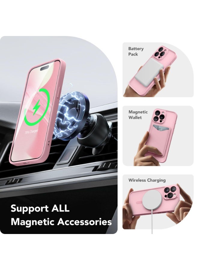 كبرارو جراب مغناطيسي لهاتف iPhone 15 Pro، [متوافق مع MagSafe] [حماية كاملة للكاميرا] جراب هاتف شفاف غير لامع رفيع مقاوم للصدمات لهاتف iPhone 15 Pro مقاس 6.1 بوصة، وردي خوخي - Image 3