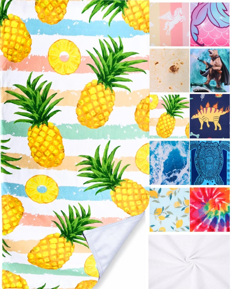 LIVILAN Pineapple Beach Towel, 30" x 60" Large & Lightweight, Soft Microfiber, Absorbent, Quick Dry, Sand Free, Ideal for Pool, Bath, Swim, Travel, Unique Yellow Pineapple Gifts - Image 1