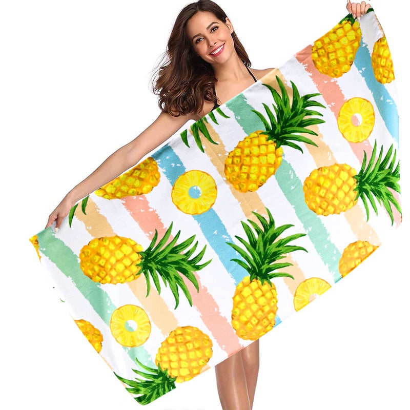 LIVILAN Pineapple Beach Towel, 30" x 60" Large & Lightweight, Soft Microfiber, Absorbent, Quick Dry, Sand Free, Ideal for Pool, Bath, Swim, Travel, Unique Yellow Pineapple Gifts - Image 4