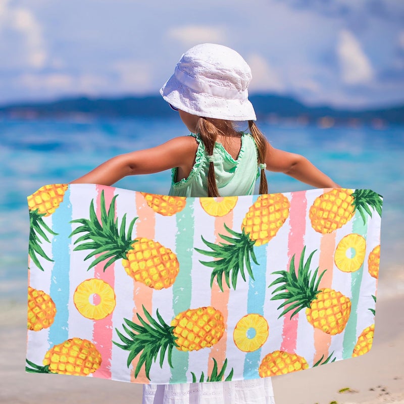 LIVILAN Pineapple Beach Towel, 30" x 60" Large & Lightweight, Soft Microfiber, Absorbent, Quick Dry, Sand Free, Ideal for Pool, Bath, Swim, Travel, Unique Yellow Pineapple Gifts - Image 2