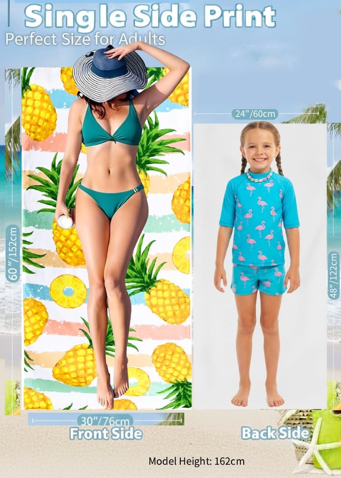 LIVILAN Pineapple Beach Towel, 30" x 60" Large & Lightweight, Soft Microfiber, Absorbent, Quick Dry, Sand Free, Ideal for Pool, Bath, Swim, Travel, Unique Yellow Pineapple Gifts - Image 5