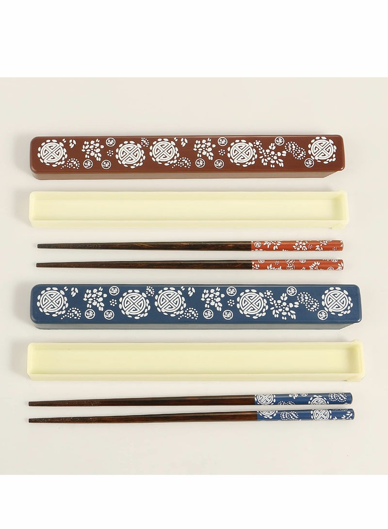 Eco-Friendly Japanese Style Portable Wooden Chopsticks Set for Sushi and Noodles with Case - 2 Pairs for Kitchen and Picnic - Image 2