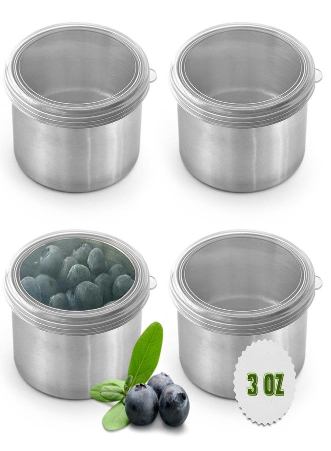 TAVVA 4 X 3oz Stainless Steel Containers with Lids - Leakproof w/Silicone Lids - BPA Free - Dishwasher & Freezer Safe - Portable & Reusable - Small Stainless Steel Snack Cups Dressing Containers - Image 1