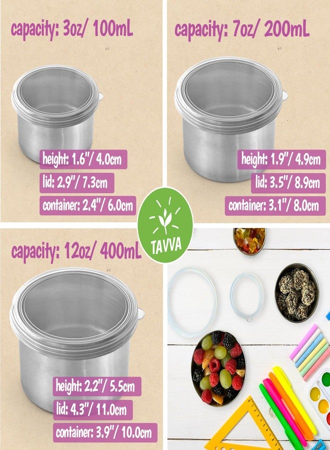 TAVVA 4 X 3oz Stainless Steel Containers with Lids - Leakproof w/Silicone Lids - BPA Free - Dishwasher & Freezer Safe - Portable & Reusable - Small Stainless Steel Snack Cups Dressing Containers - Image 5