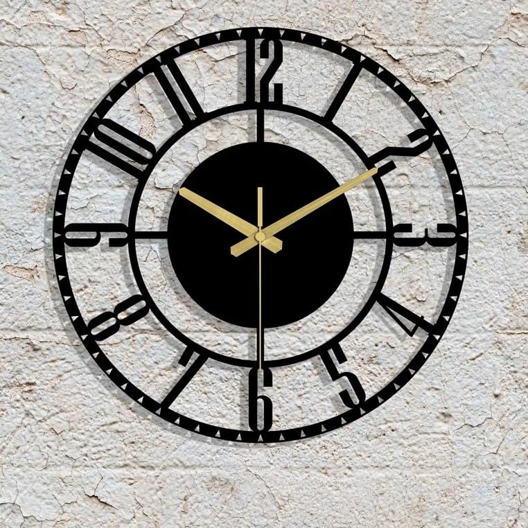 Reyox Metal Wall Clock Large Metal Wall Clock for Living Room Bedroom Kitchen Latin Numeral Wall Clock Antique Metal Wall Clock Big Size Modern Decorative Wall Watch Style 15