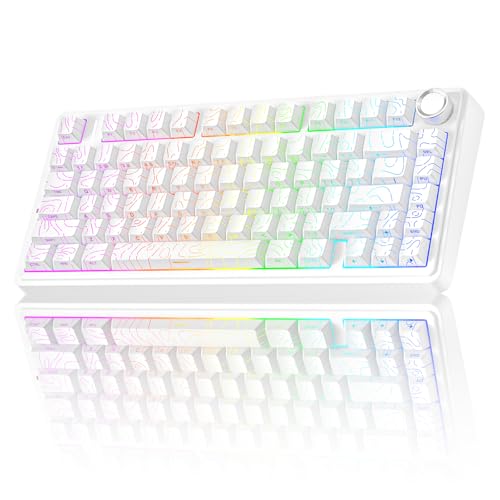 AULA F75 Pro Wireless Mechanical Keyboard with Knob75 Hot Swappable Custom Gaming KeyboardsRGB BacklitPrelubed SwitchesSide Printed PBT Keycaps Creamy Sounding Computer Keyboard Line White - Image 1