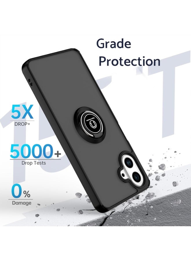 Case for Samsung Galaxy A07 Rotational Metal Ring Kickstand Cover Anti Fingerprint Scratch Resistance Shockproof Matte Finish Hard Back Case Magnetic Car Mount Cover for Samsung Galaxy A07 - Image 5