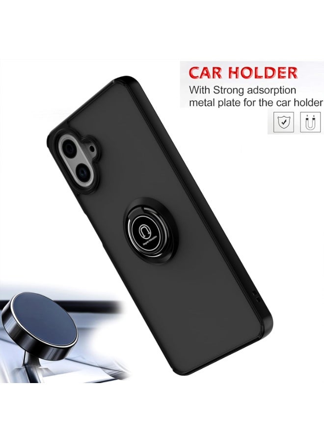 Case for Samsung Galaxy A07 Rotational Metal Ring Kickstand Cover Anti Fingerprint Scratch Resistance Shockproof Matte Finish Hard Back Case Magnetic Car Mount Cover for Samsung Galaxy A07 - Image 4