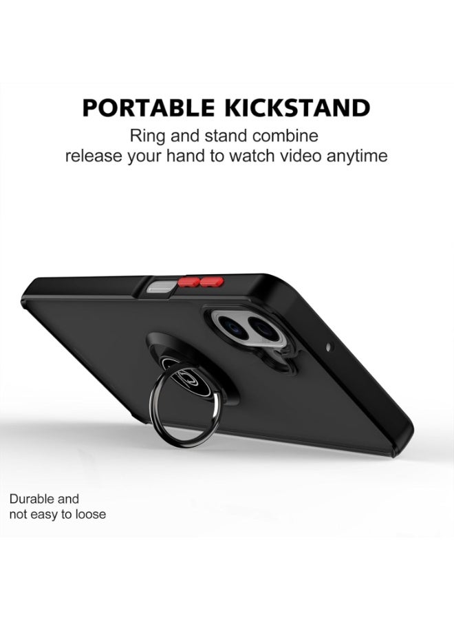 Case for Samsung Galaxy A07 Rotational Metal Ring Kickstand Cover Anti Fingerprint Scratch Resistance Shockproof Matte Finish Hard Back Case Magnetic Car Mount Cover for Samsung Galaxy A07 - Image 3