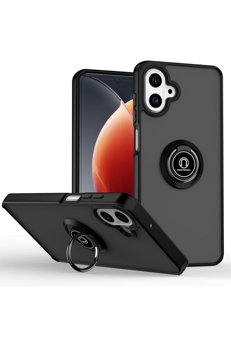 Case for Samsung Galaxy A07 Rotational Metal Ring Kickstand Cover Anti Fingerprint Scratch Resistance Shockproof Matte Finish Hard Back Case Magnetic Car Mount Cover for Samsung Galaxy A07 - Image 1