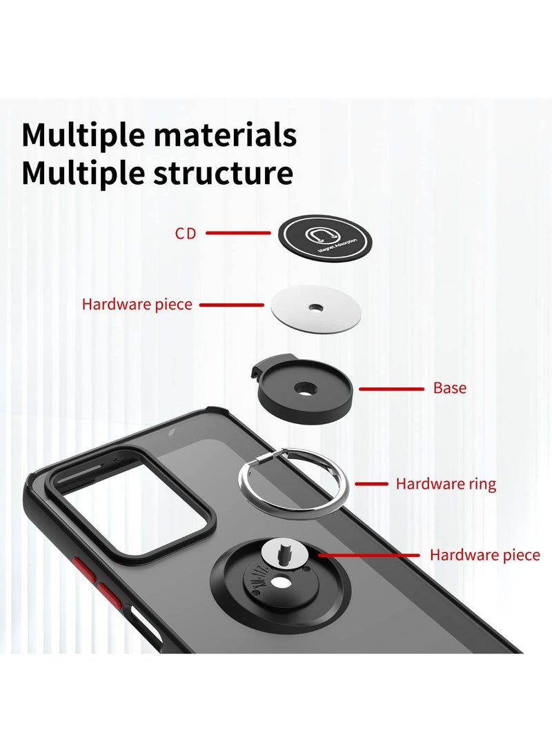 Case for Samsung Galaxy A07 Rotational Metal Ring Kickstand Cover Anti Fingerprint Scratch Resistance Shockproof Matte Finish Hard Back Case Magnetic Car Mount Cover for Samsung Galaxy A07 - Image 2