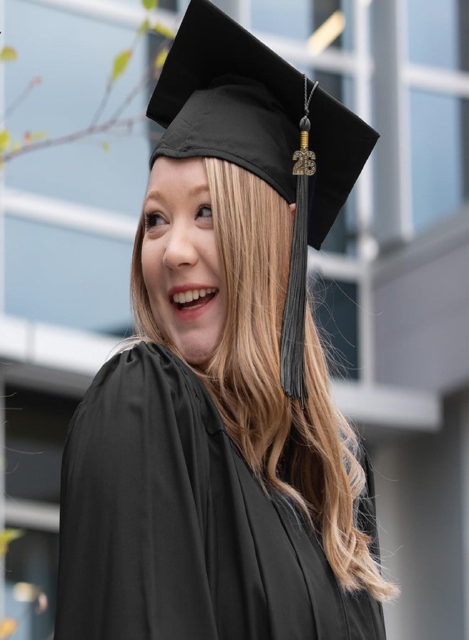 Endea Graduation شرابة تخرج بلون واحد من إنديا مع تعليقة ذهبية لامعة (أسود، 2026) - Image 5