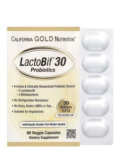 California Gold Nutrition Lactobif Probiotics 30 Billion CFU Diatery Supplement - 60 Veg Capsules  - Image 1