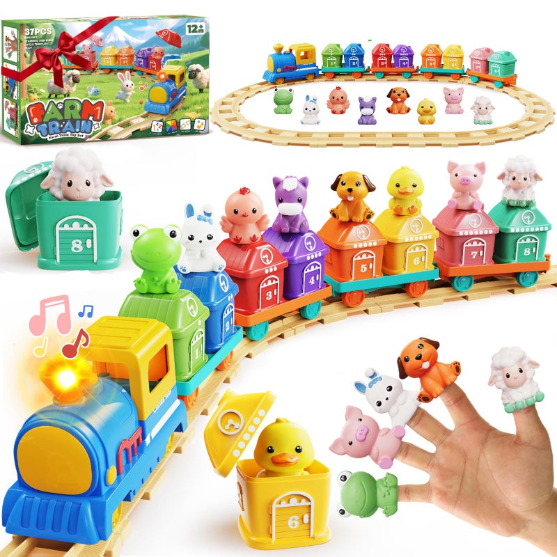 Vinkp Toddler Boy Girl Toys 123 Train Set for Toddlers 24 with Music Light Toys for 1 2 3 Year Old Boy Girl Counting Matching Sorting Montessori Learning Toy 1 2 3 Year Old Boy Girl Birthday Gifts - Image 2