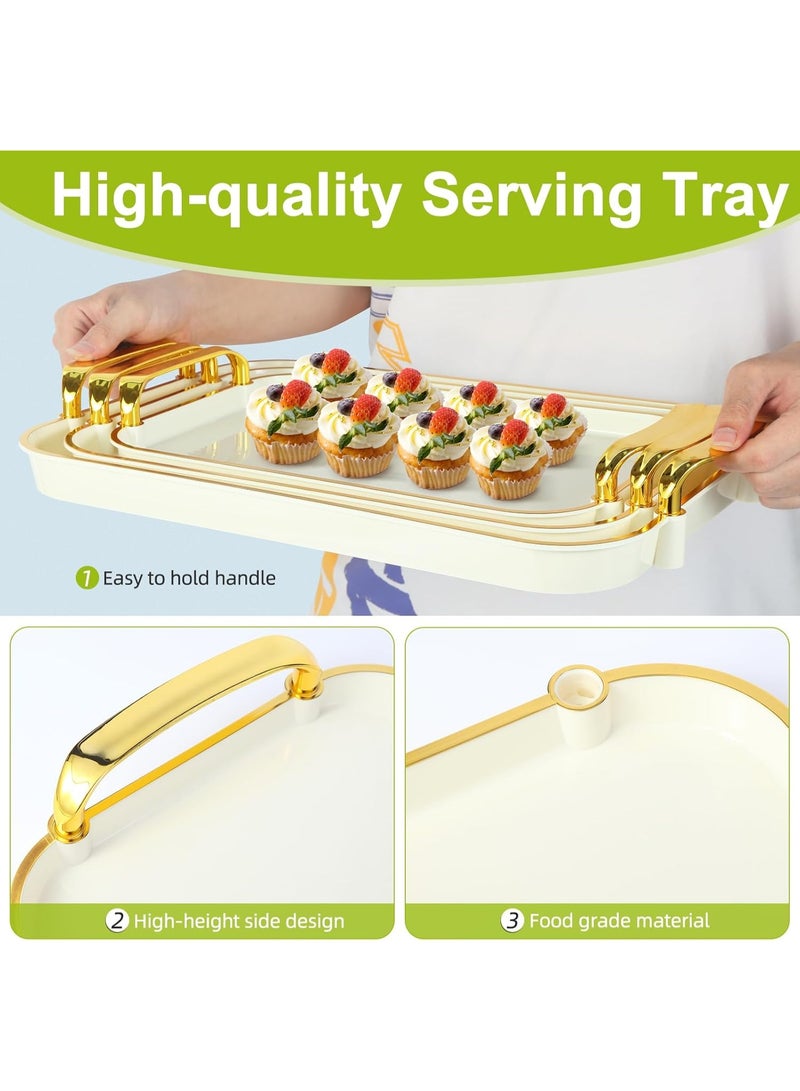 كيلا صواني تقديم قابلة للتكديس: تتوفر صواني التقديم بثلاثة أحجام: 46.6*31 سم، 42.5*27 سم، 37.6*22.2 سم، بأطوال مختلفة لسهولة التكديس. - Image 4