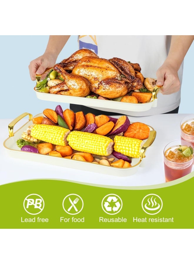 كيلا صواني تقديم قابلة للتكديس: تتوفر صواني التقديم بثلاثة أحجام: 46.6*31 سم، 42.5*27 سم، 37.6*22.2 سم، بأطوال مختلفة لسهولة التكديس. - Image 5