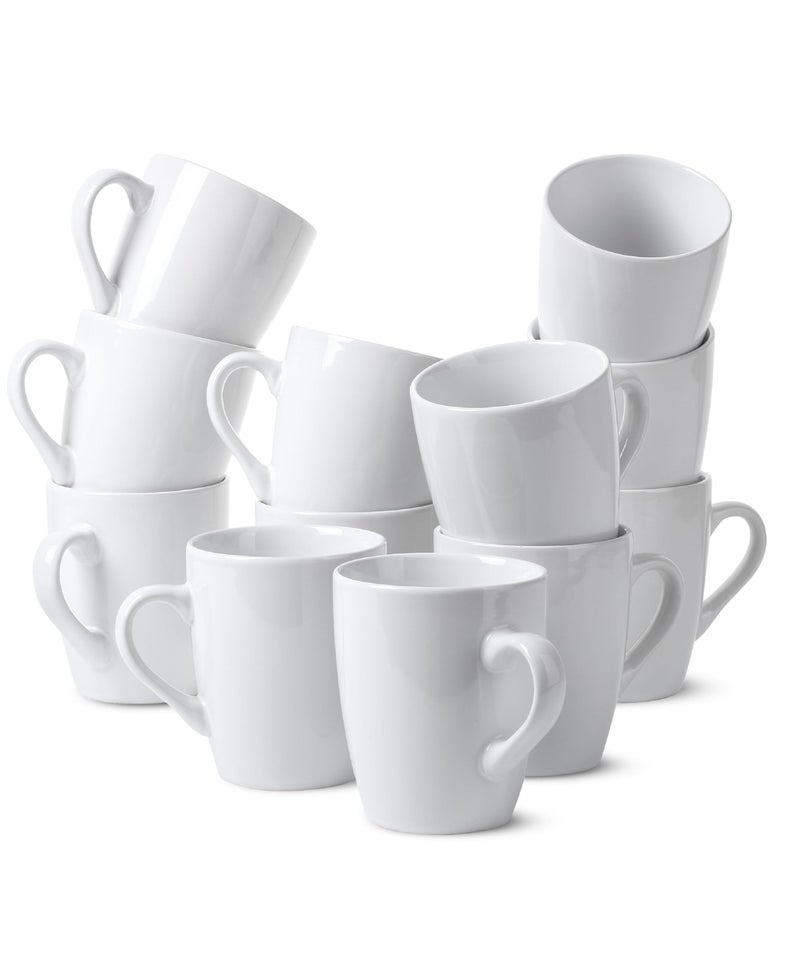 BTaT White Coffee Mugs Set of 12 12oz Coffee Mug Set Christmas Coffee Mugs Hot Chocolate Mugs Ceramic Mugs Large Mugs for Coffee Set of Mugs Hot Cocoa Mugs Mug Sets Coffee Mug Ceramic Set
