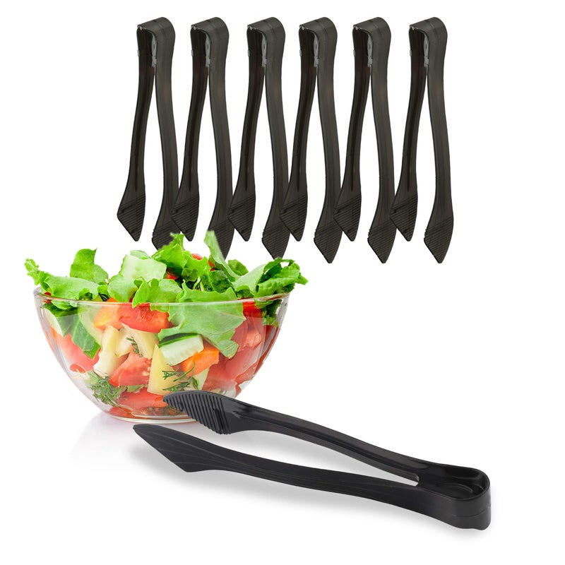 PARTY BARGAINS 85 Inches Plastic Serving Tongs 6 Pack Premium Quality  HeavyDuty Black Plastic Tongs for BBQ Salads Grilling Buffets  Kitchen