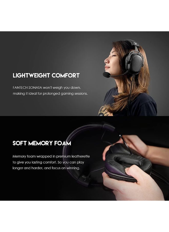 Fantech Sonata MH90 Multi-Platform Gaming Headset with 53mm Drivers for PC, PlayStation 4, Xbox One S, Xbox One X, Android, iOS, Black