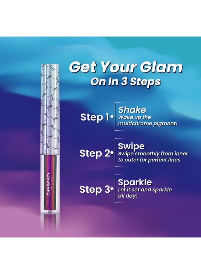 CHARMACY Multichrome Eyeliner Liquid Liner, Glitter liquid eyeliner waterproof, Metallic Intense Color Shifting Colorful Eyeliner, Long wearing, Ultra-Fine Tip Smudge-proof, GREEN INDIGO 905 - Image 3