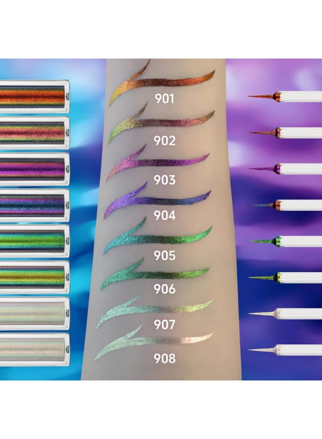 CHARMACY Multichrome Eyeliner Liquid Liner, Glitter liquid eyeliner waterproof, Metallic Intense Color Shifting Colorful Eyeliner, Long wearing, Ultra-Fine Tip Smudge-proof, GREEN INDIGO 905 - Image 4