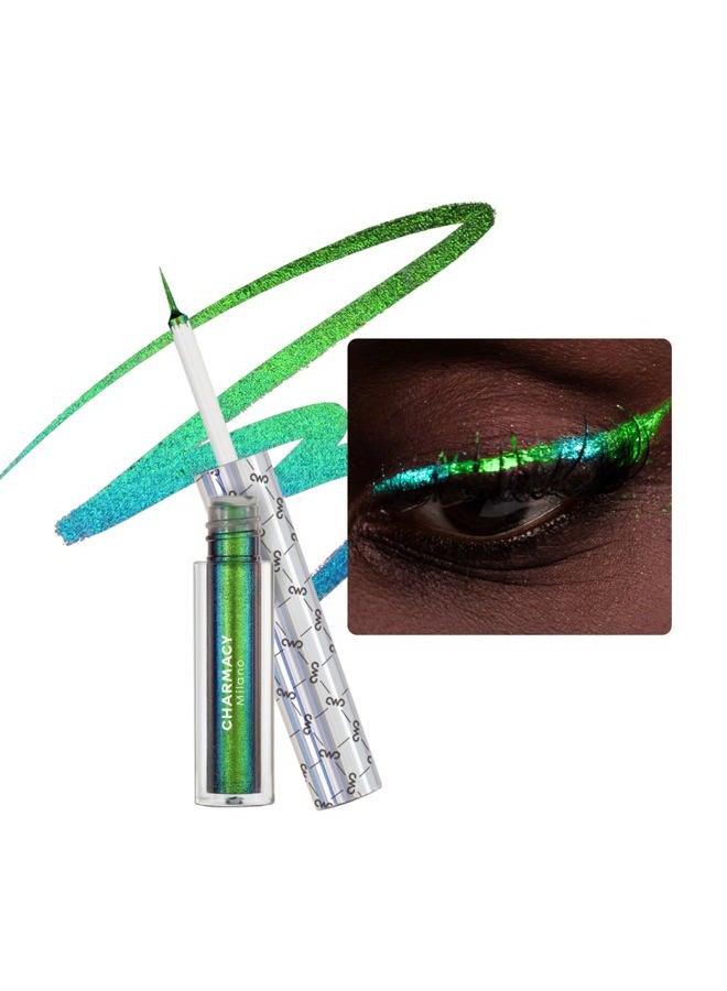 CHARMACY Multichrome Eyeliner Liquid Liner, Glitter liquid eyeliner waterproof, Metallic Intense Color Shifting Colorful Eyeliner, Long wearing, Ultra-Fine Tip Smudge-proof, GREEN INDIGO 905 - Image 1
