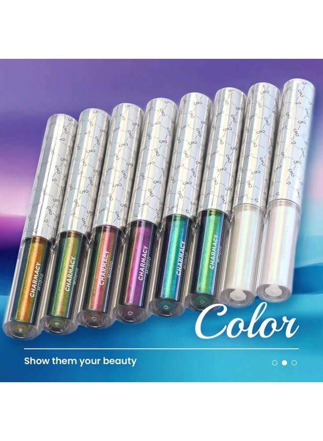 CHARMACY Multichrome Eyeliner Liquid Liner, Glitter liquid eyeliner waterproof, Metallic Intense Color Shifting Colorful Eyeliner, Long wearing, Ultra-Fine Tip Smudge-proof, GREEN INDIGO 905 - Image 5